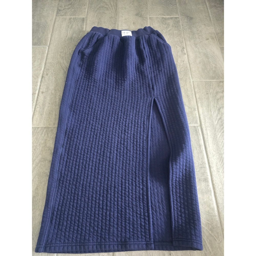 Offline by Aerie Coffee Run Navy Blue Quilted Maxi Skirt Side Slit XS Womens